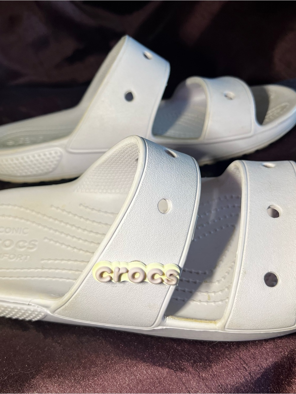 CROCS Lavender Double-Strap Slide Sandals with Logo Accent
